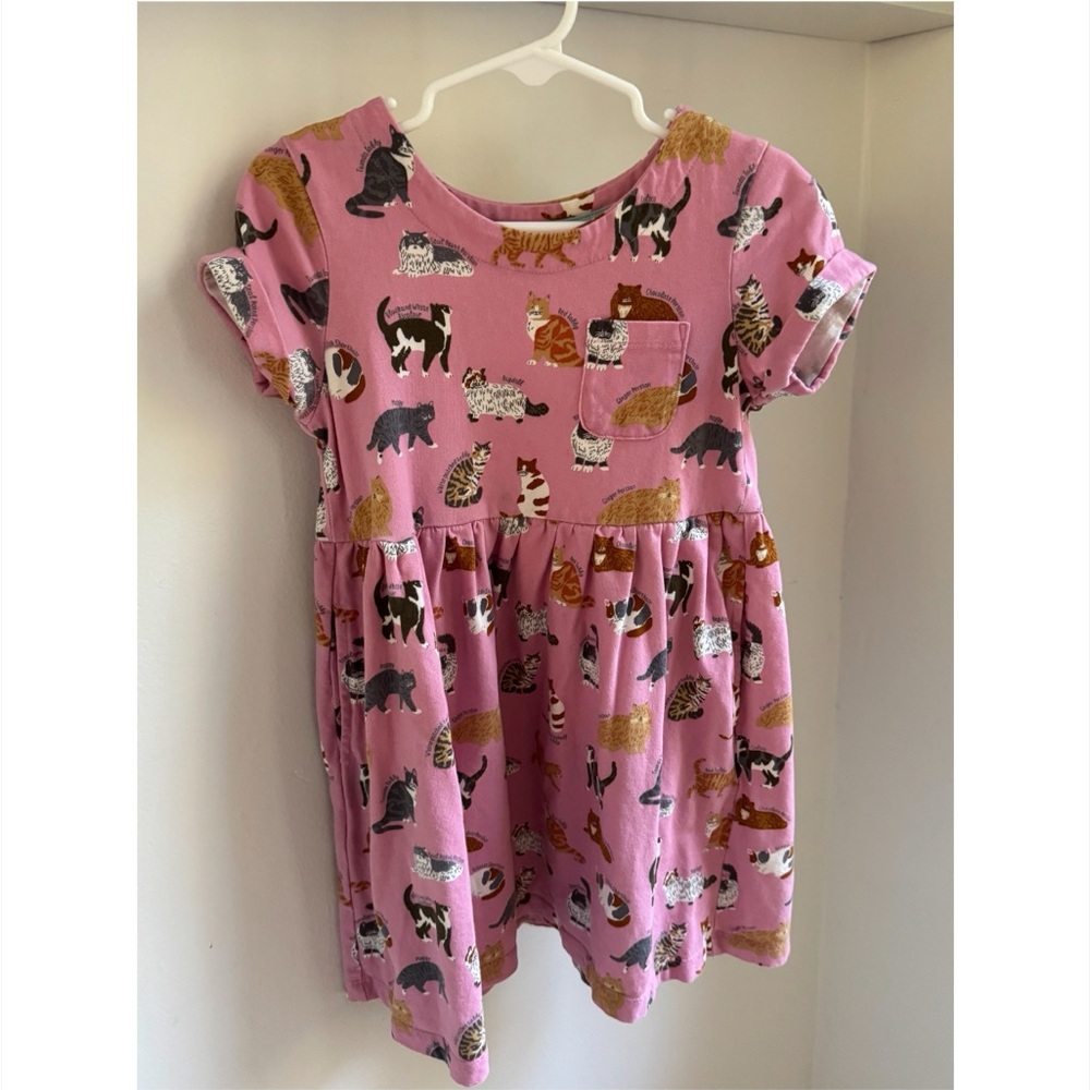 Boden Pink Cat Patterned Kids Dress